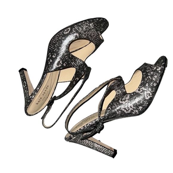 Kate Spade New York Black and Gray Leather Sandals Size 9 B - Picture 5 of 7